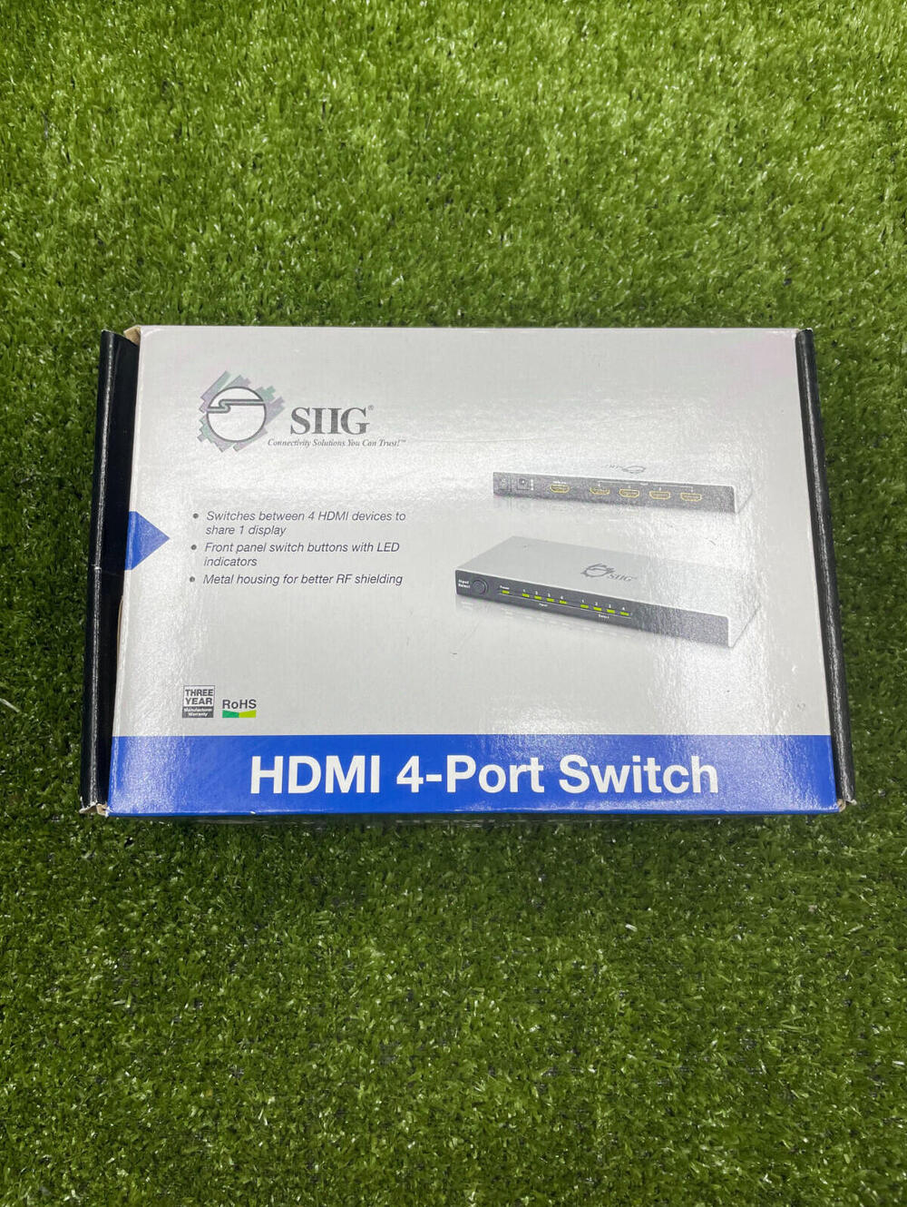 SIIG CE-H20R12-S1 HDMI 4-Port Switch 4x1 HDMI Selector w/ Power Adapter Box